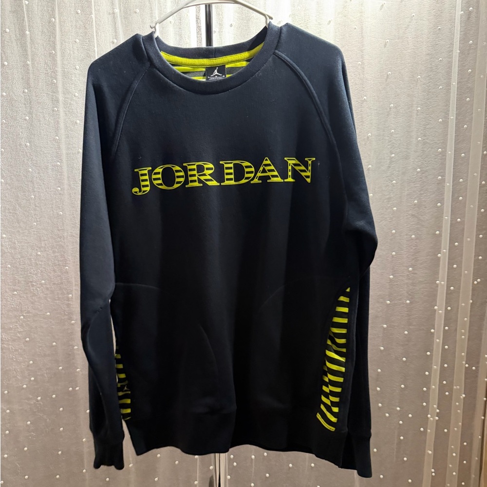Jordan Black Crewneck Sweatshirt with Yellow Logo